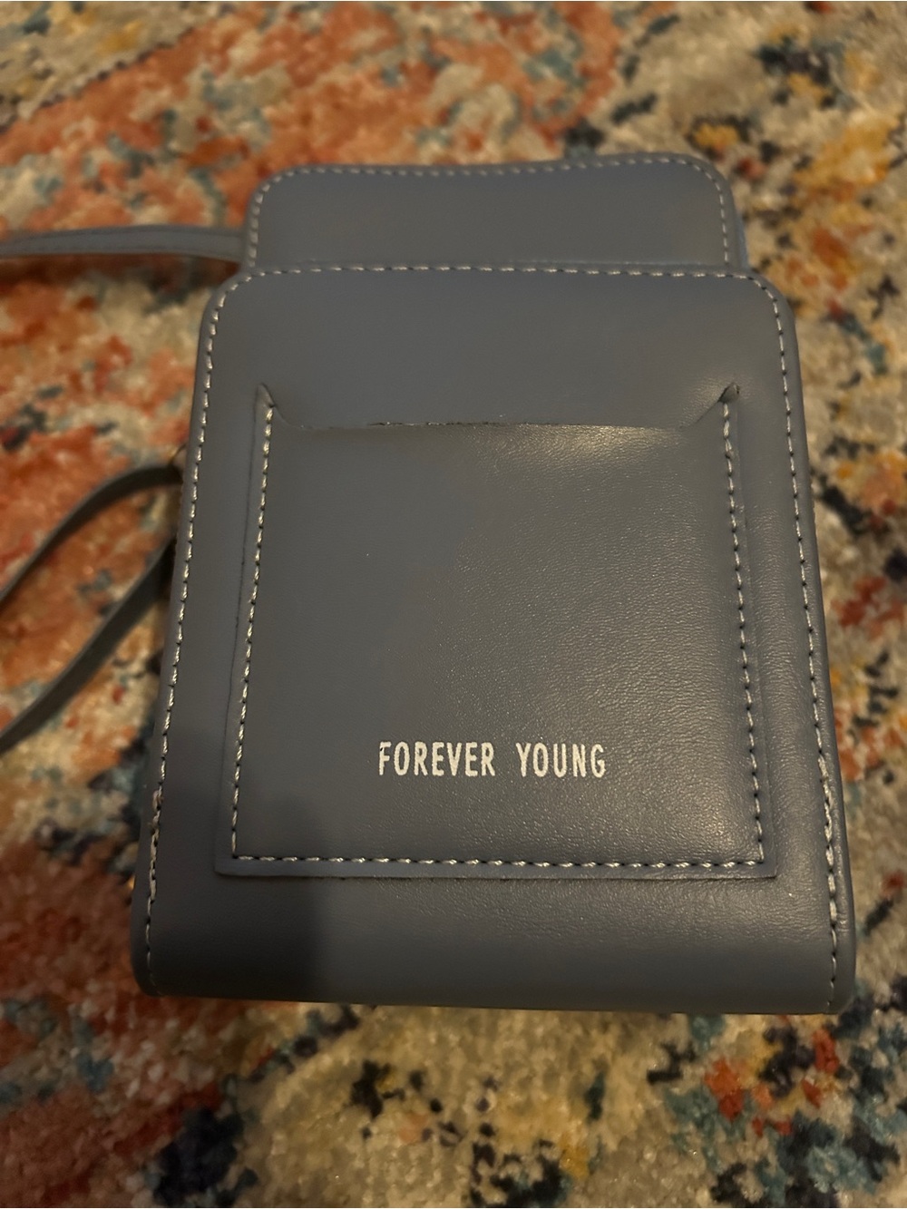 Forever Young Slate Blue Crossbody Phone Pouch